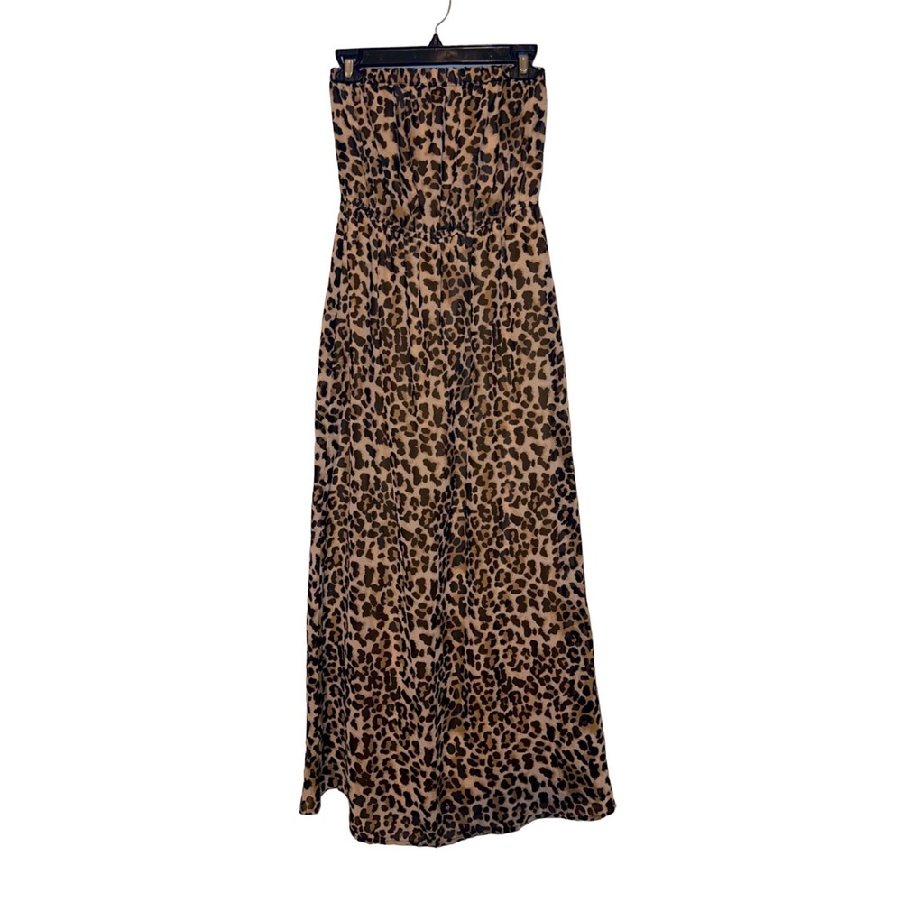 FOREVER 21 FITTED MAXI LIGHT WEIGHT SUMMER DRESS ANIMAL PRINT Sz S WOMENS